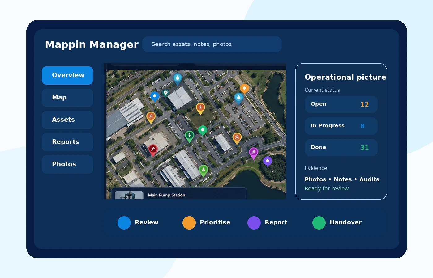 Mappin Manager asset evidence view